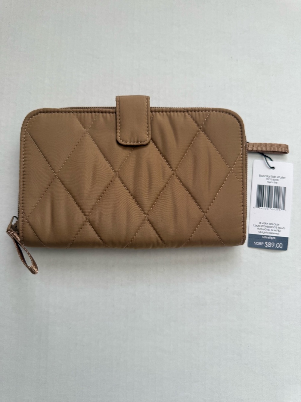 Vera Bradley Quilted Zip-Around Wallet in Camel Tan